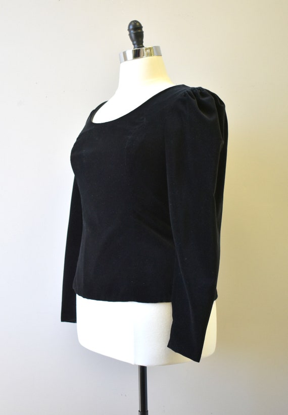 1980s Laura Ashley Black Velvet Blouse - image 4