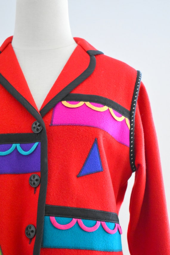 1990s Wool Appliqued Jacket - image 3