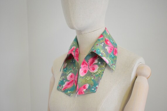 1940s/50s Butterfly Printed Cotton Collar - image 2