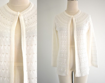 1960s Sweater Bee Cream Cardigan Sweater