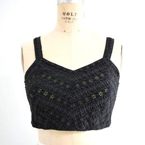 Vintage Style Black Eyelet Bra Top