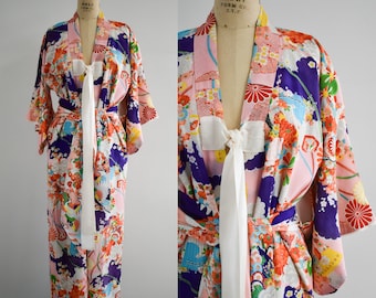 1960s Bright Printed Kimono