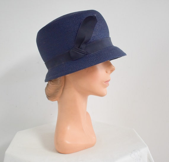1960s Mod Navy Straw Hat - image 1