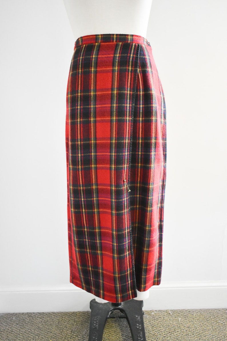 1990s Red Plaid Maxi Skirt image 4