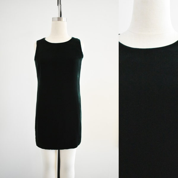 1990s Gap Dark Green Velvet Mini Tank Dress