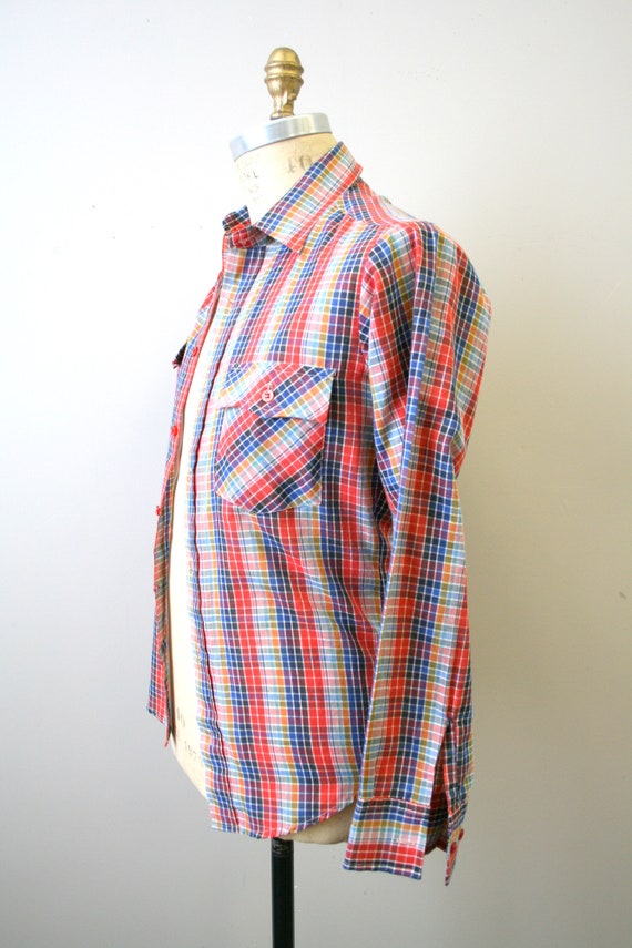 1970s Multi-Color Checked Men's Shirt - image 4