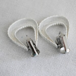 Vintage White and Silver Metal Clip Earrings image 5