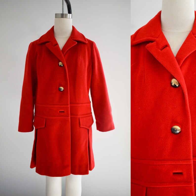 1950s/60s Heavy Red Wool Coat image 1