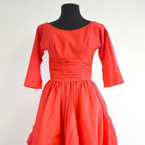 1950s Red Taffeta Dress