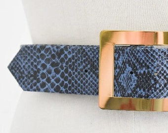 1960s/70s Blue Vinyl Snakeskin Belt