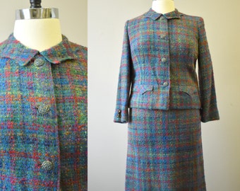 1950s NOS Tailorbrooke Blue Tweed Skirt Suit