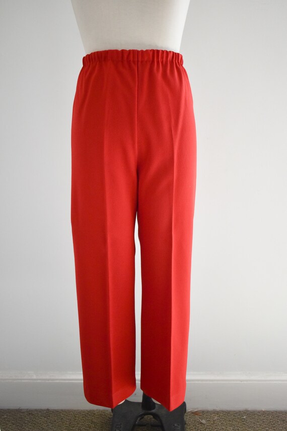 1970s Red Polyester Knit Pants Suit - image 6