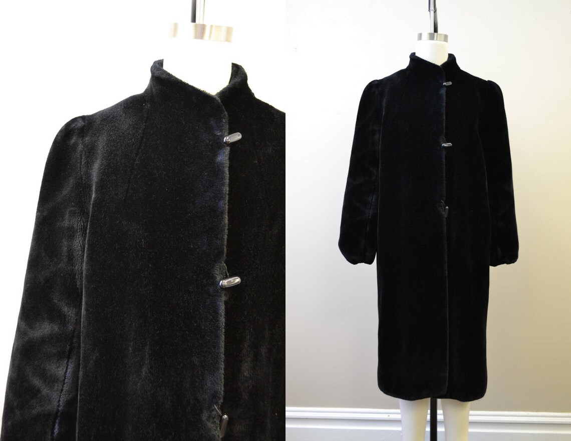 1970s Borgazia Black Faux Fur Coat | Etsy