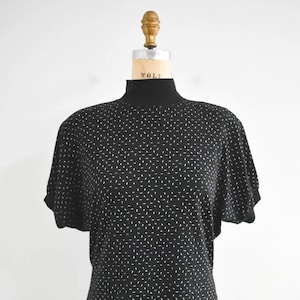 1980s Black Sprinkle Dot Knit Shirt