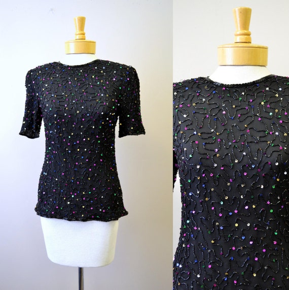 1980s Stenay Confetti Sequined Blouse