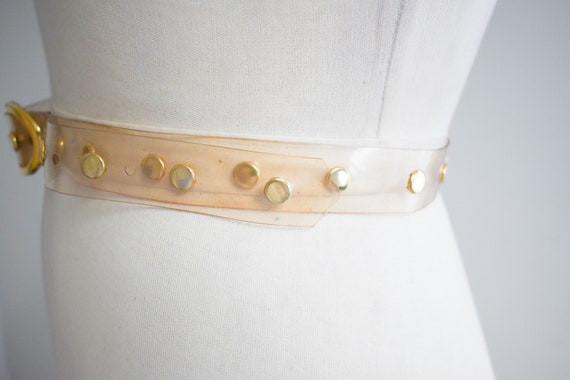 1980s/90s Clear Vinyl and Gold Metal Stud Belt - image 4