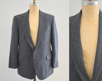 1990s Haggar Men's Gray Wool Blend Blazer