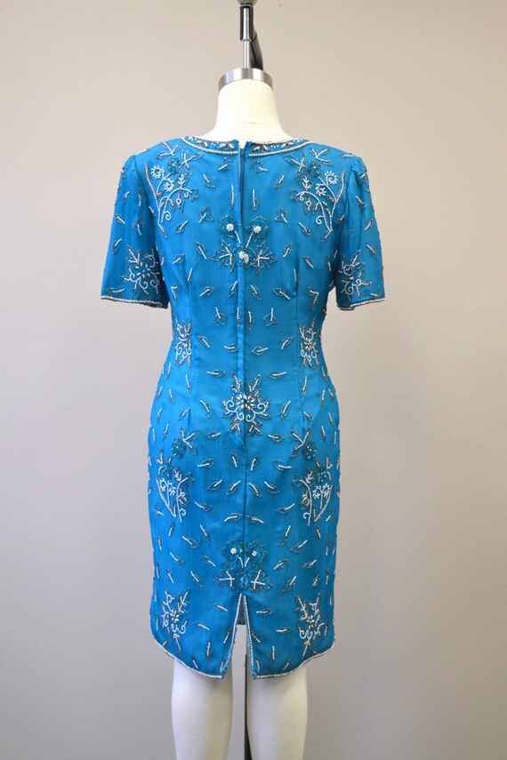 1980s  Stenay Beaded Turquoise Dress - image 4