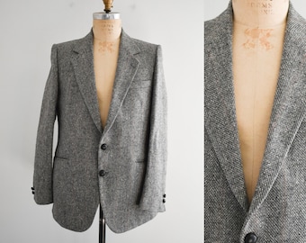 1970s/80s Donegal Handwoven Gray Tweed Jacket