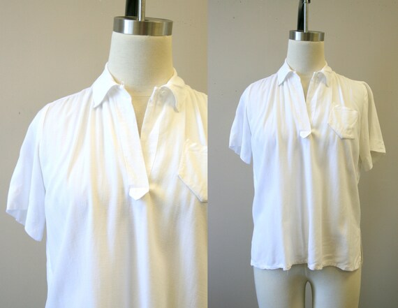 1940s White Linen Blouse