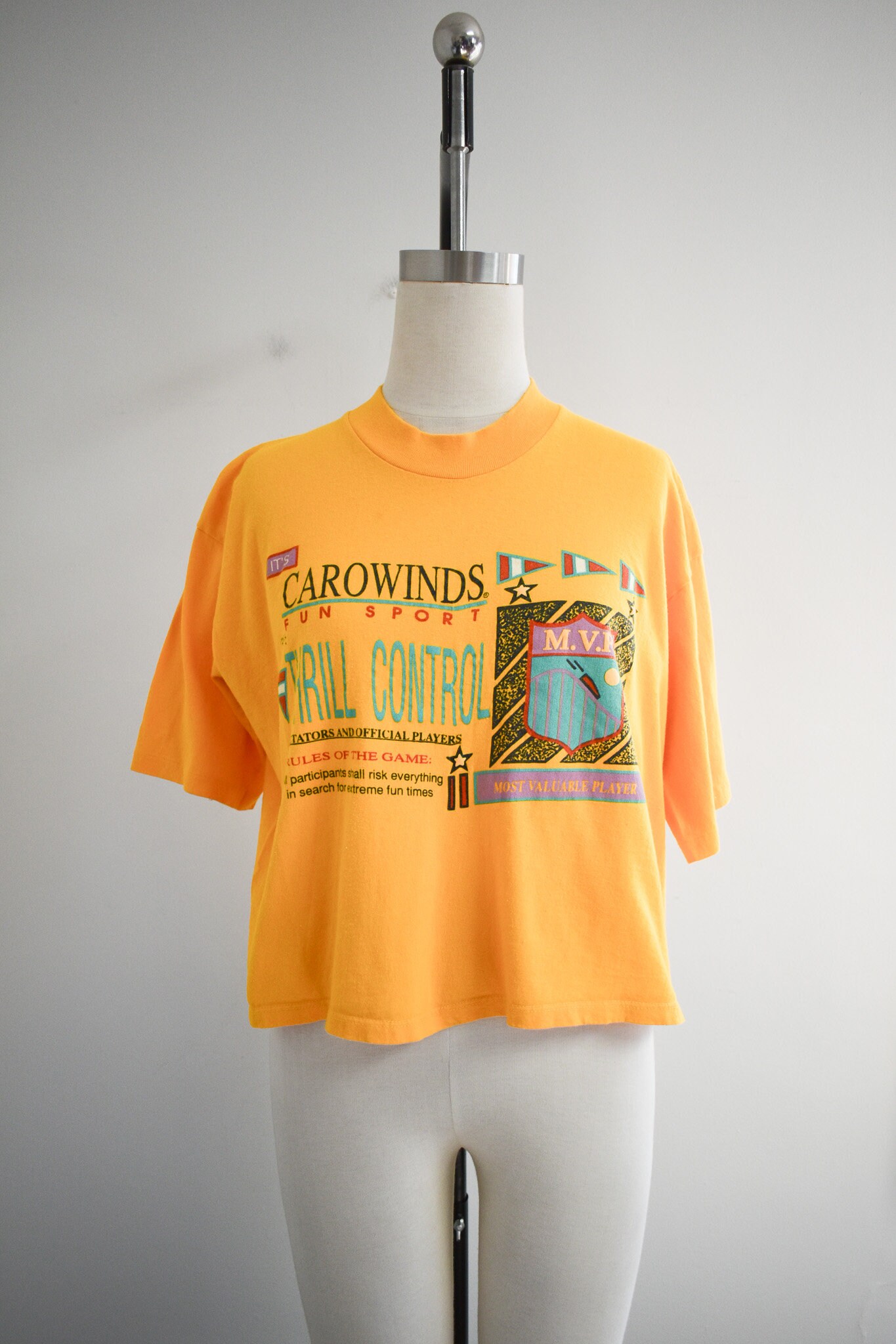 バレエコア[FUN FROM FUN] LETTER PRINTING HALF SLEEVE T-SHIRT 1980s Carowinds Cropped Boxy T-shirt - Etsy
