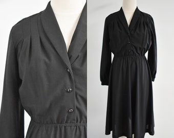 1970s/80s Black Knit Shirt Dress
