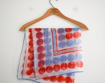 1960s Red, White, and Blue Chiffon Scarf