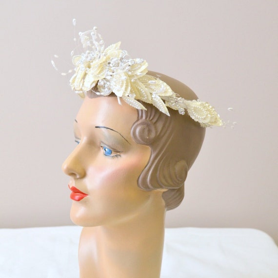 1980s Beaded Bridal Headpiece - image 1