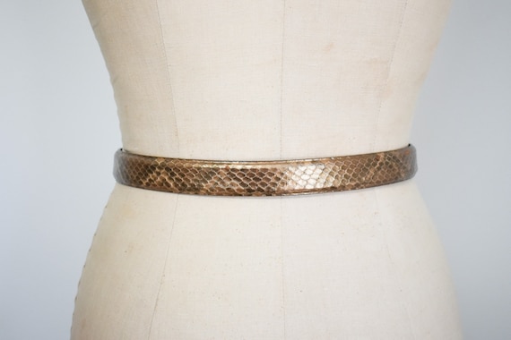 1980s Liz Claiborne Gold Snake Skin Belt - image 4