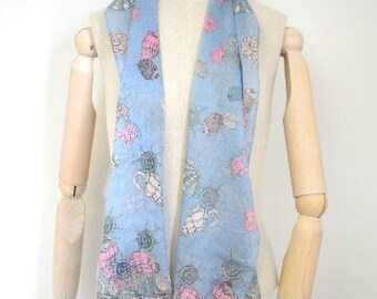 1980s Ginnie Johansen Seashell Long Scarf