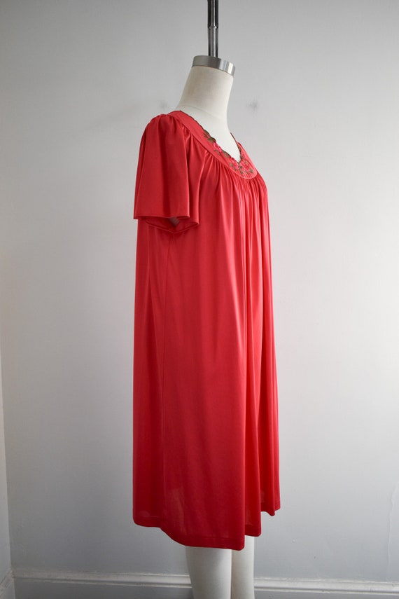 1970s Red Nylon Night Gown - image 4