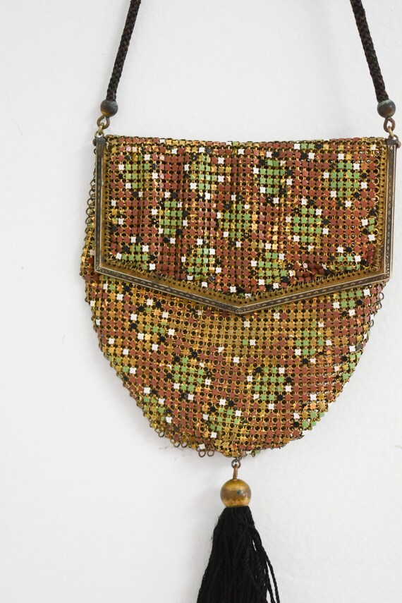 1920s/30s Whiting and Davis Painted Mesh Mesh Pur… - image 6