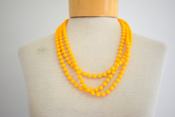 1960s Light Orange Plastic Bead Extra Long Neckla… - image 3