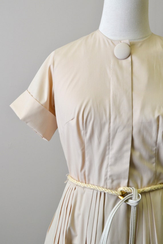 1960s Pale Tan Shirtwaist Dress - image 2