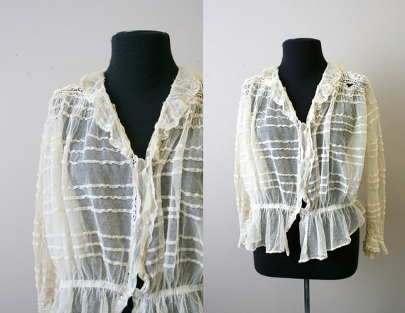 Edwardian Cream Net Embroidered Blouse