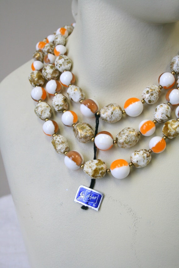 1960s NOS Coro Three Strand Bead Necklace - image 3