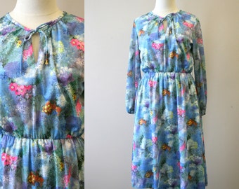 1970s Floral Knit Dress