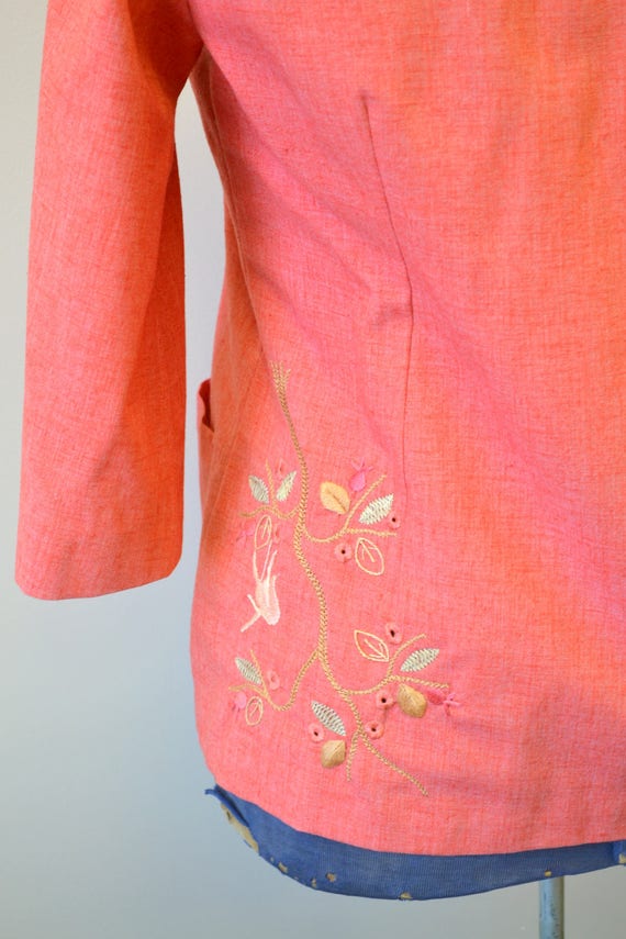1960s Emporium Embroidered Coral Jacket - image 5