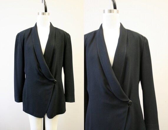 1990s Evan-Picone Black Oversized Blazer