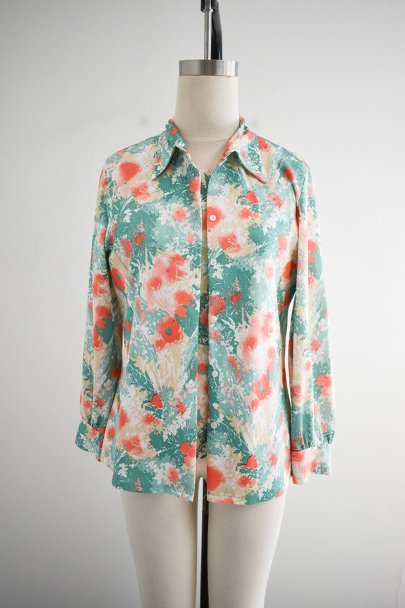 1970s Floral Blouse and Tank Set - image 2