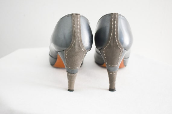 1950s Tura Gino Pewter Leather and Suede Heels, S… - image 5