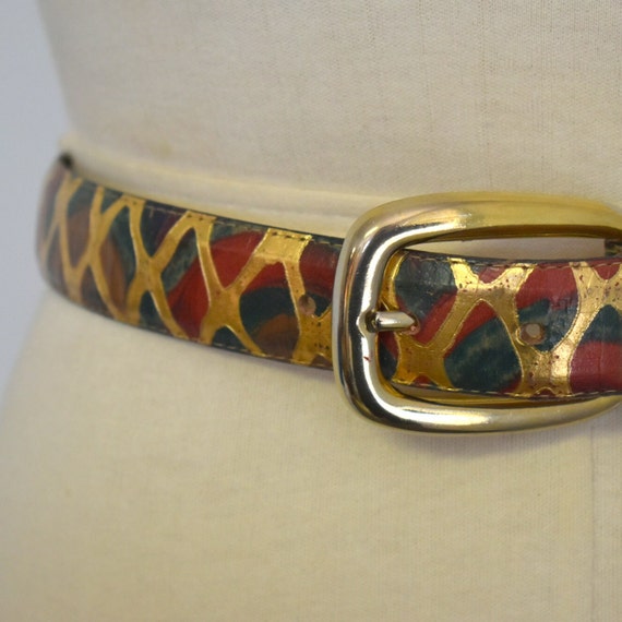 1990s Multi-Colored and Gold Belt - image 1