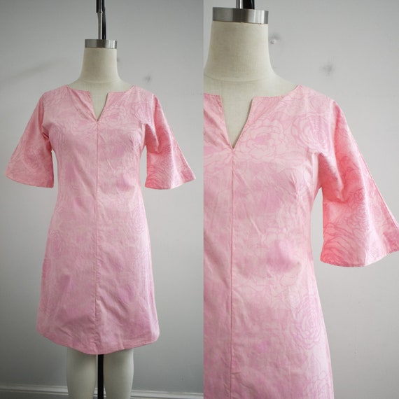1960s Pink Floral Mini Dress