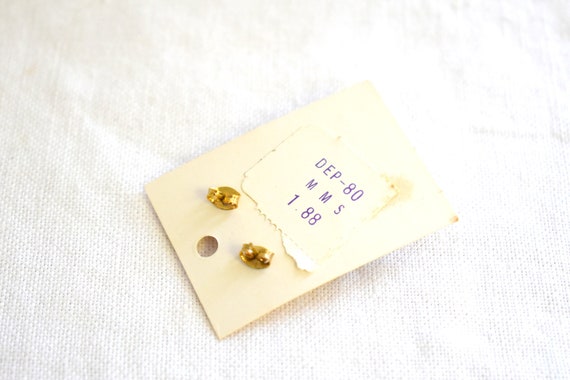 1960s NOS 14K Gold Post Pierced Dangle Rhinestone… - image 2