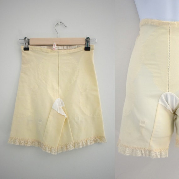 1960s Youthcraft Pale Yellow Girdle Shorts - image 1