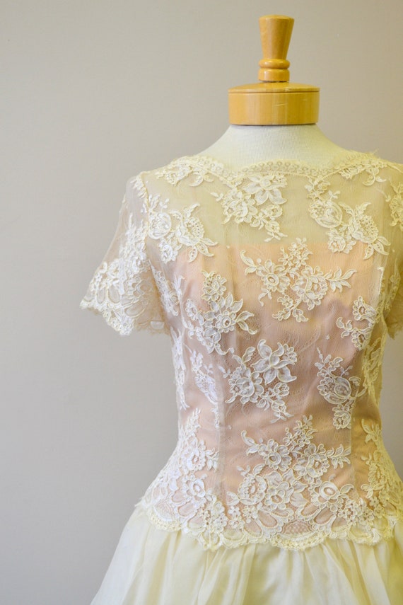1950s Mr. Frank Cream Lace and Organdy Dress - image 3
