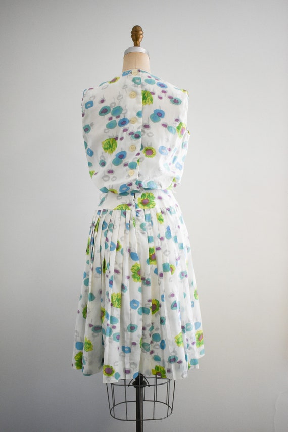 1960s Abstract Floral Pleated Dress - image 5