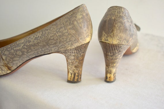 1940s Van Arden Gray Snakeskin Heels in Original … - image 7