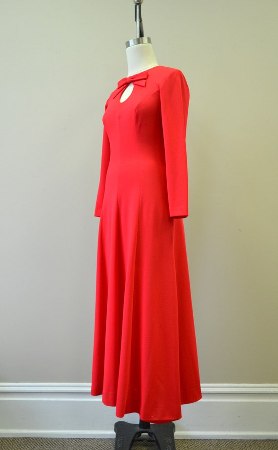 1960s Cover Girl Red Maxi Dress with Keyhole - image 4