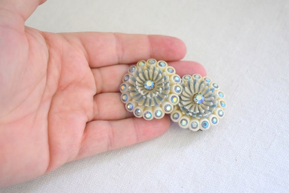 1940s German Plastic and Rhinestone Clip Earrings - image 2